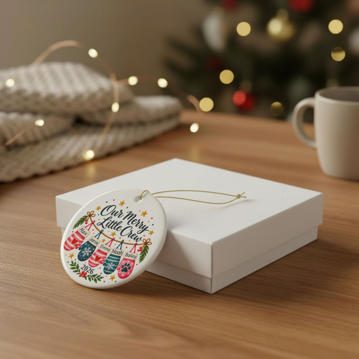 Personalized Family and Pet Christmas Ornament, Our Merry Little Crew, Custom Names
