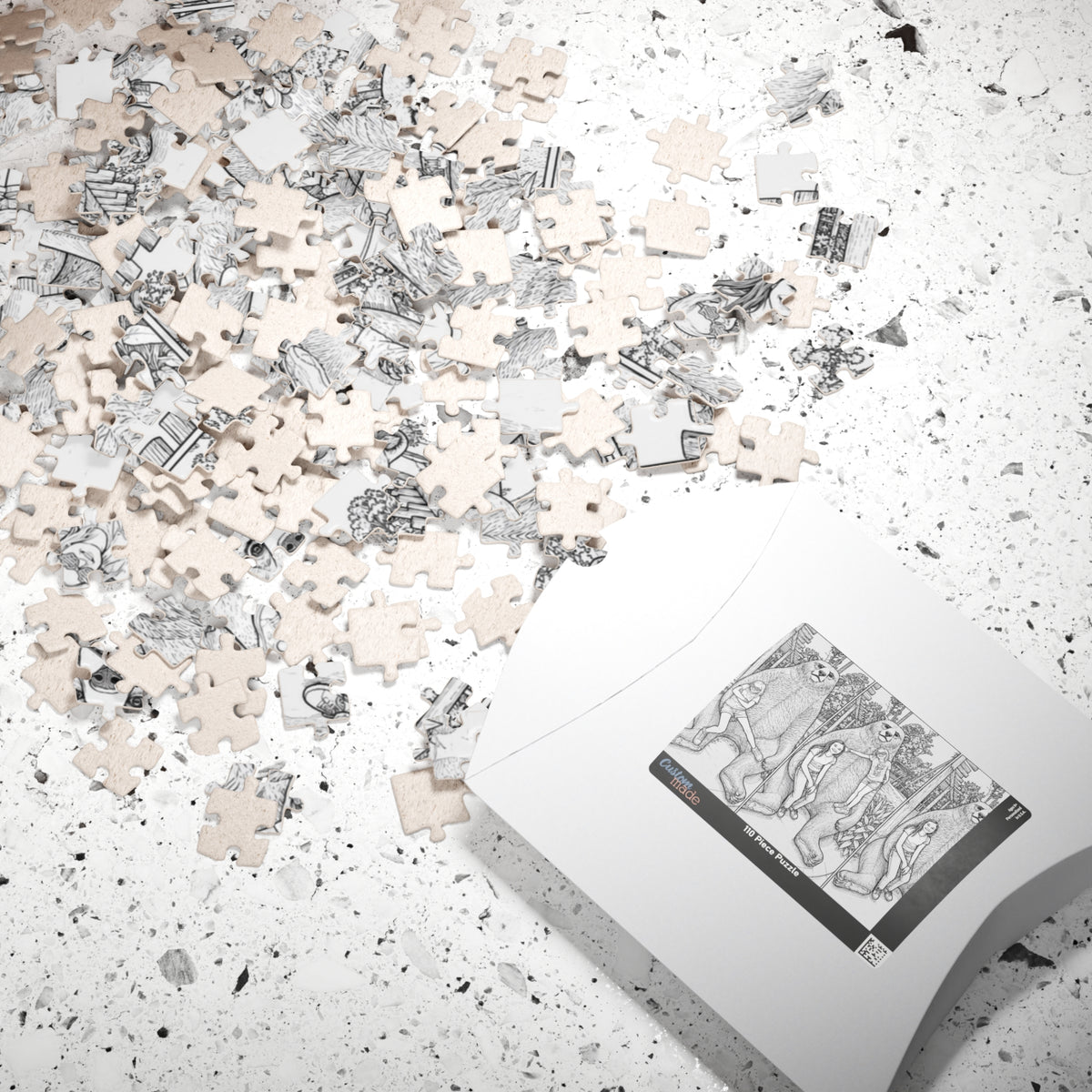 Custom photo puzzle with coloring book style portrait, 110 pieces, view 4