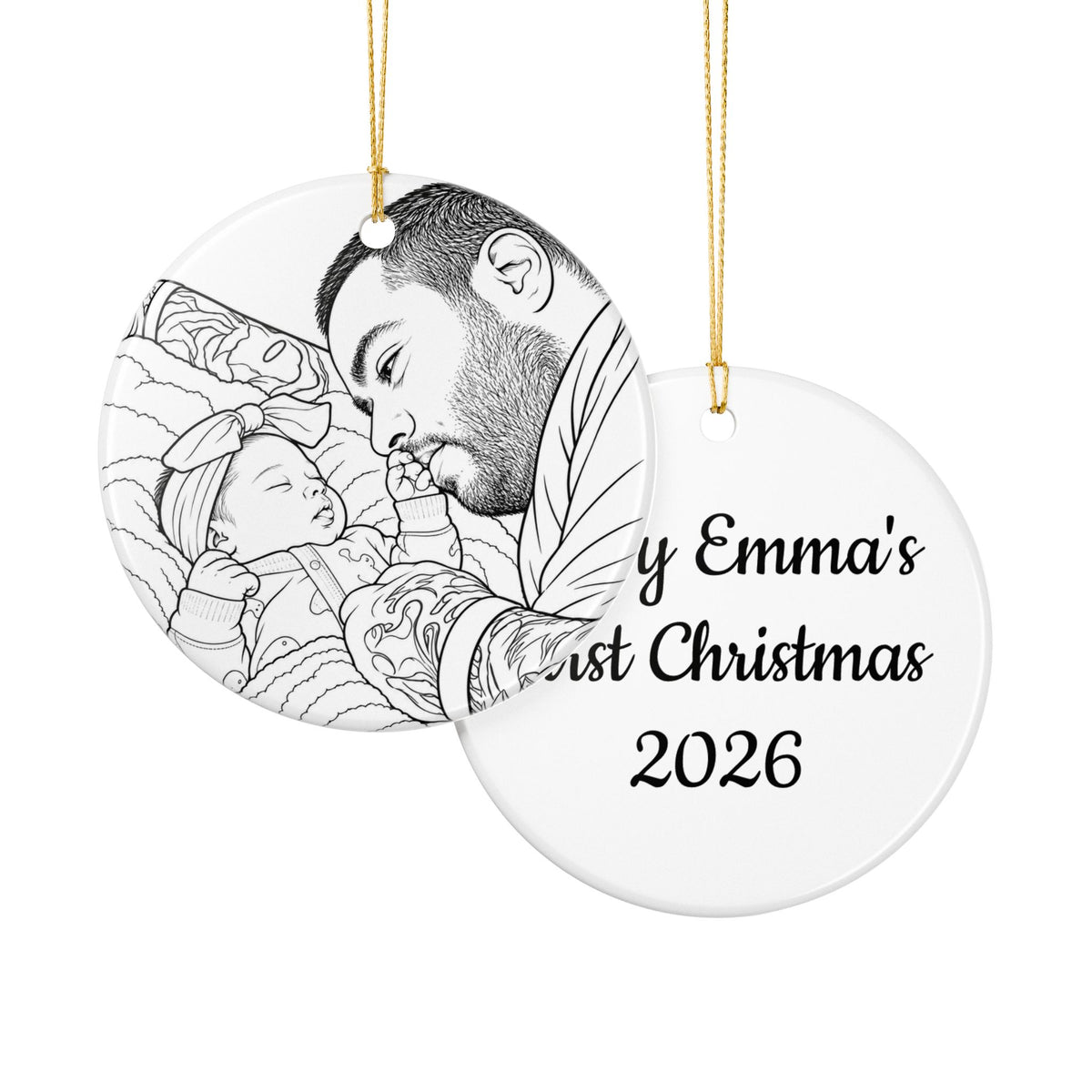 Baby's First Christmas 2026 personalized ceramic ornament with baby name, view 7