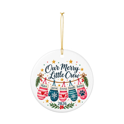 Personalized Family and Pet Christmas Ornament, Our Merry Little Crew, Custom Names