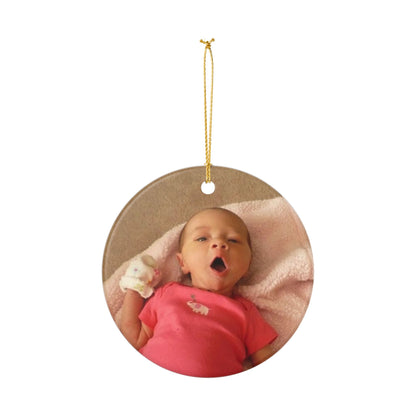 Baby's First Christmas photo ornament with baby name and year, view 4