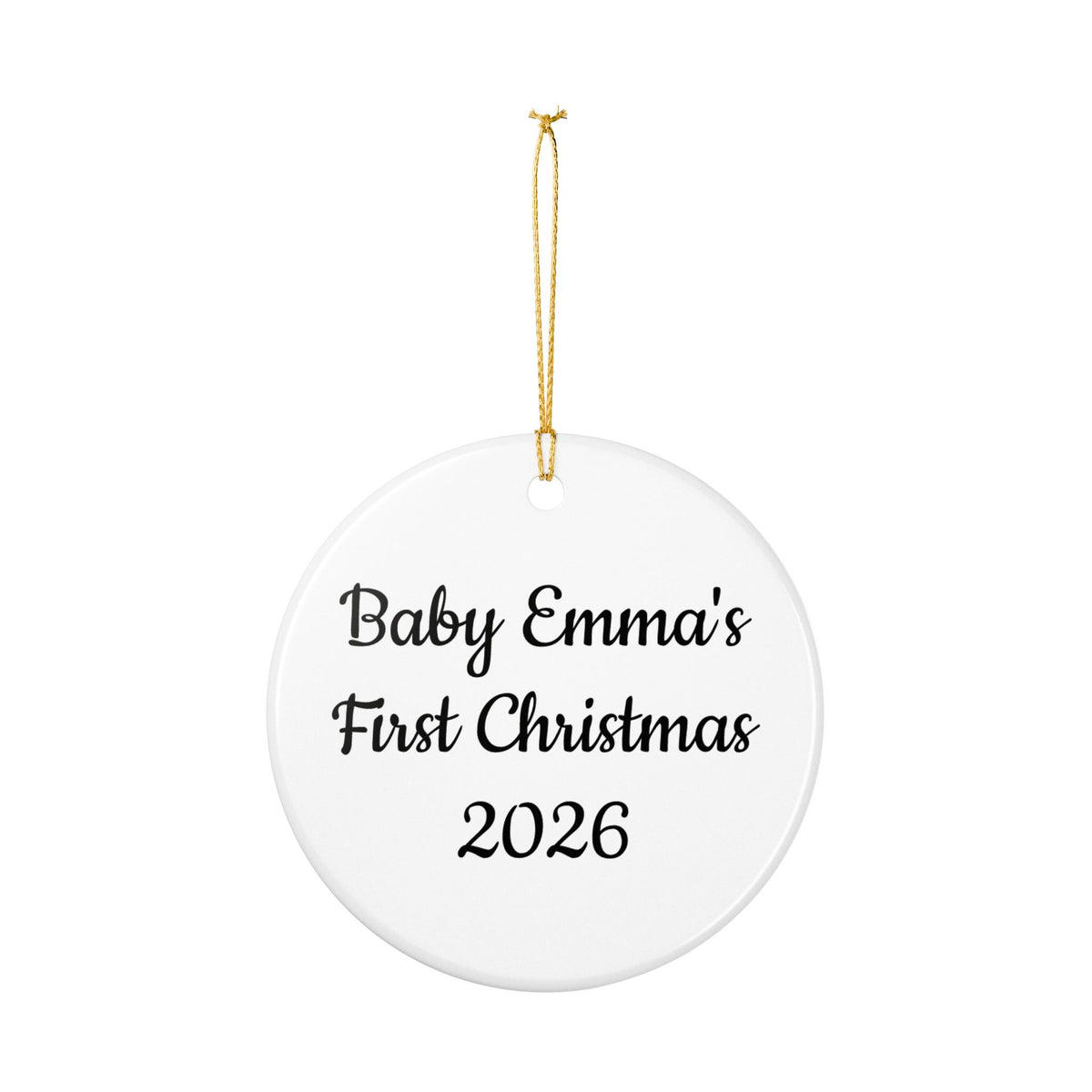 Baby's First Christmas 2026 personalized ceramic ornament with baby name, view 5