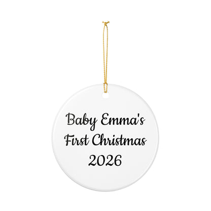 Baby's First Christmas 2026 personalized ceramic ornament with baby name, view 5