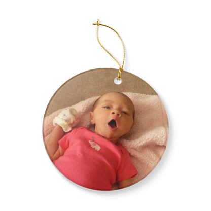 Baby's First Christmas photo ornament with baby name and year, view 6