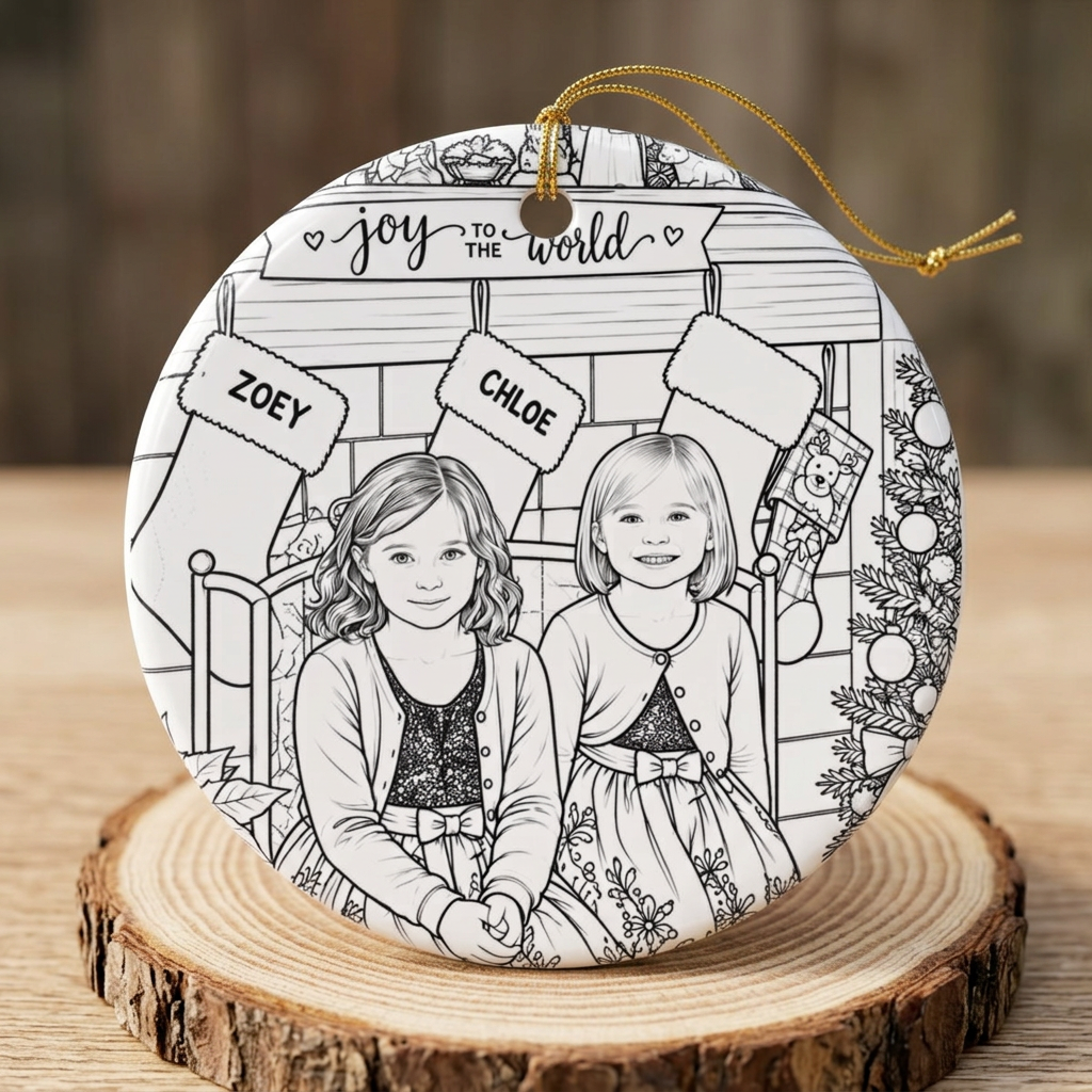 Custom photo Christmas ornament, personalized ceramic picture keepsake