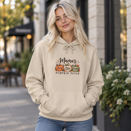 Personalized Mama's Pumpkin Patch hoodie with kids names