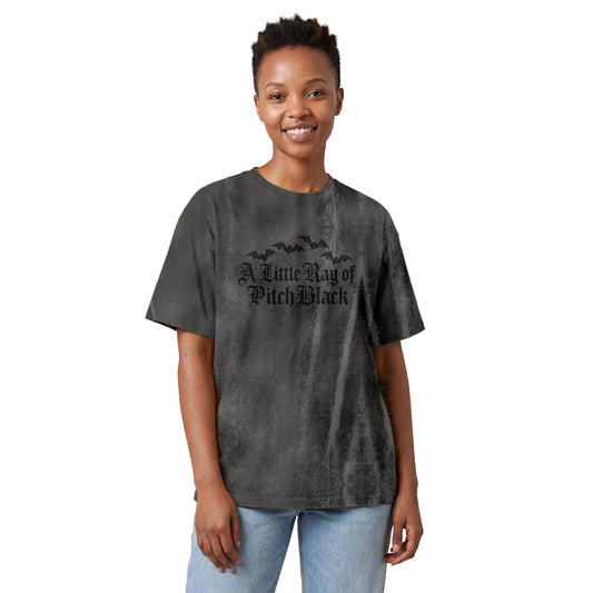 A Little Ray of Pitch Black acid wash gothic bat t-shirt