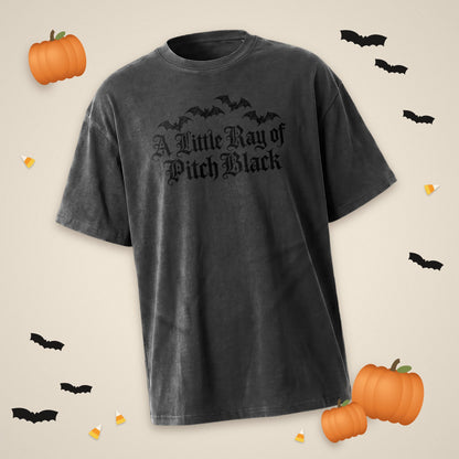 A Little Ray of Pitch Black acid wash gothic bat t-shirt, view 4