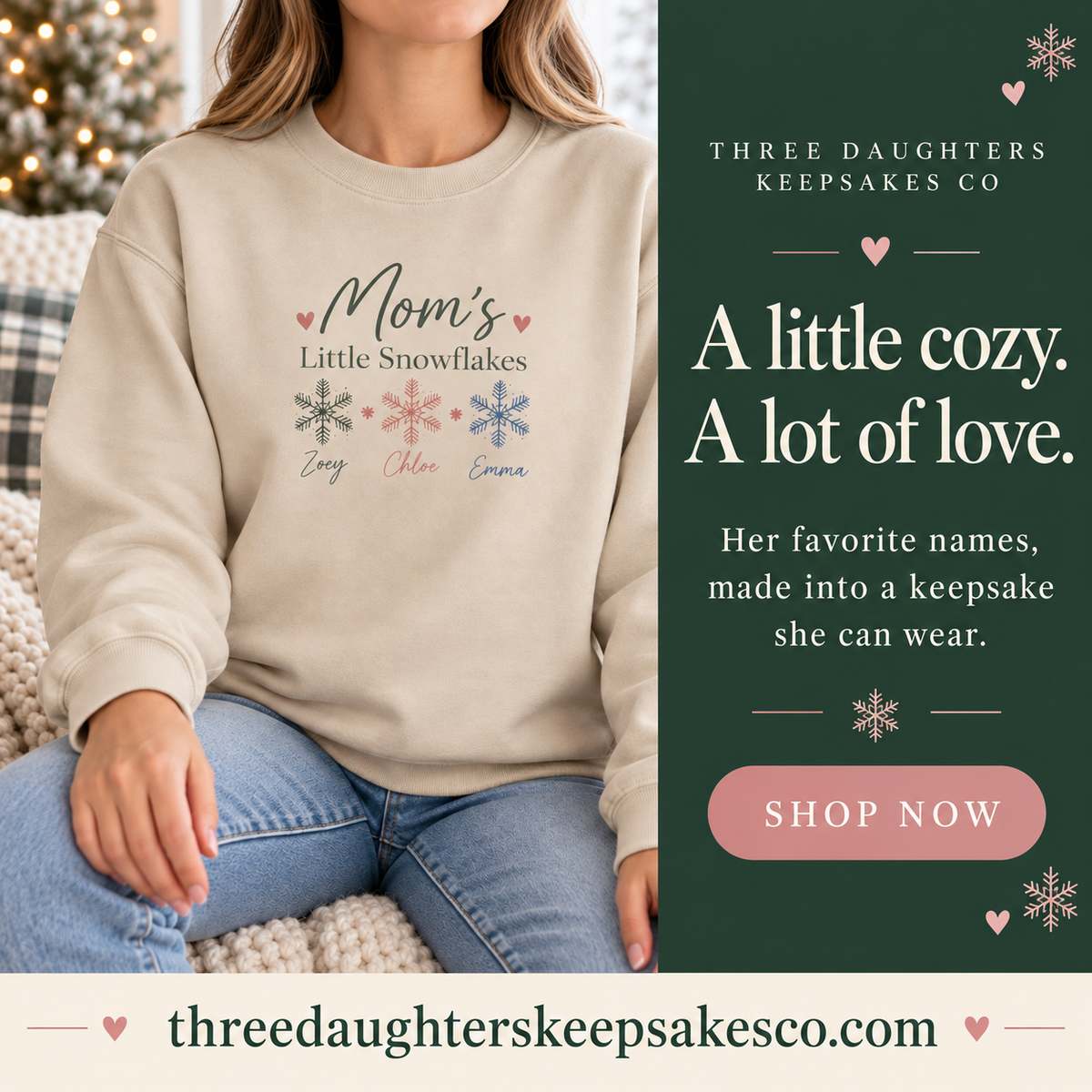 Personalized Little Snowflakes sweatshirt with kids names, view 11