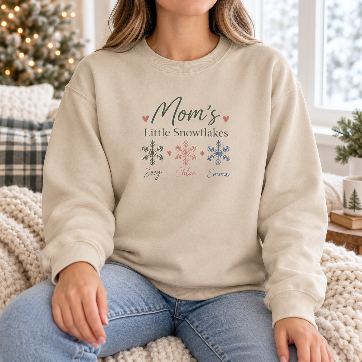 Personalized Little Snowflakes sweatshirt with kids names, view 12