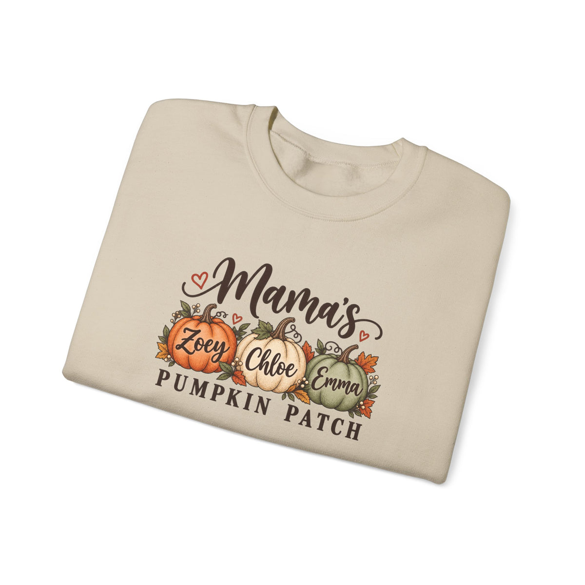 Personalized Mama's Pumpkin Patch crewneck sweatshirt with kids names, view 4