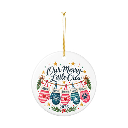 Personalized Family and Pet Christmas Ornament, Our Merry Little Crew, Custom Names
