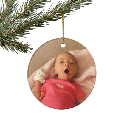 Baby's First Christmas photo ornament with baby name and year, view 8