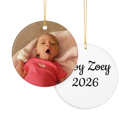 Baby's First Christmas photo ornament with baby name and year, view 7