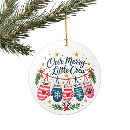 Personalized Family and Pet Christmas Ornament, Our Merry Little Crew, Custom Names
