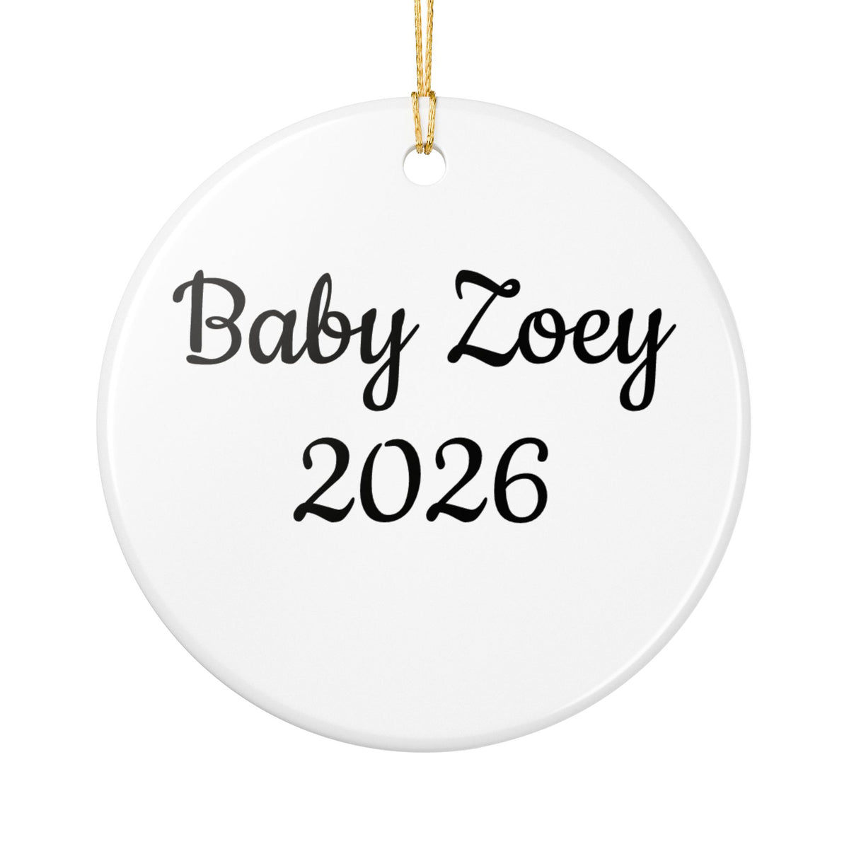 Baby's First Christmas photo ornament with baby name and year, view 3