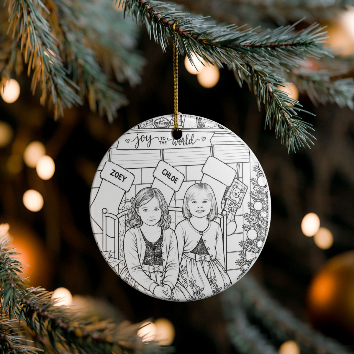 Custom photo Christmas ornament, personalized ceramic picture keepsake, view 3