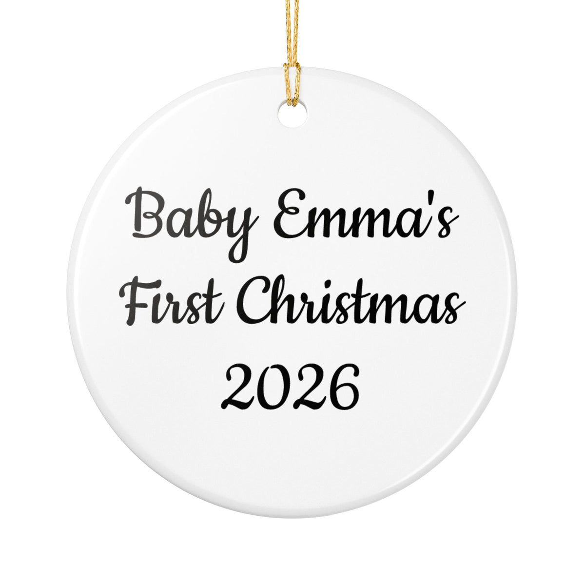 Baby's First Christmas 2026 personalized ceramic ornament with baby name, view 3