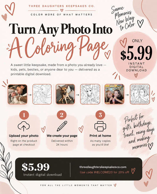 Custom photo coloring page made from a personal photo