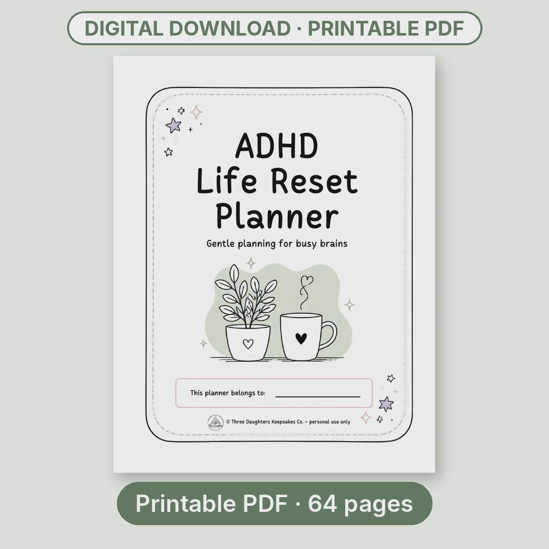 Flip-through video of the ADHD Life Reset Planner printable PDF pages