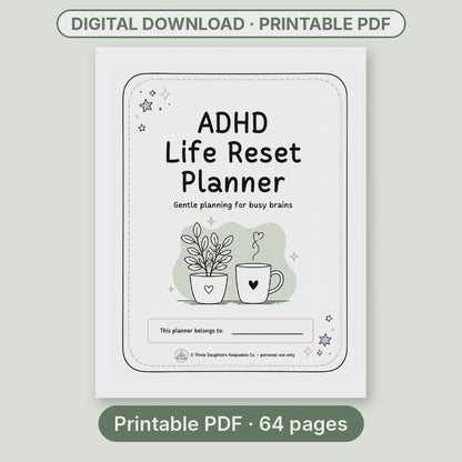 Flip-through video of the ADHD Life Reset Planner printable PDF pages