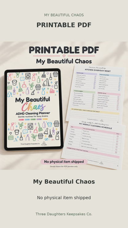 Page-by-page tour of the 64-page printable ADHD cleaning planner PDF