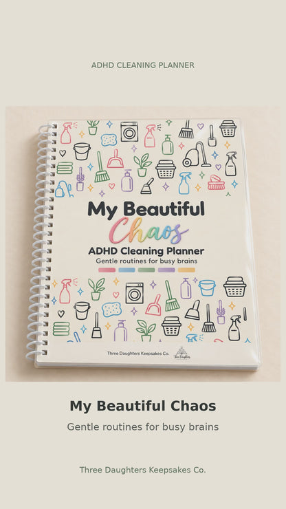 Flip-through video of the printed spiral bound ADHD cleaning planner