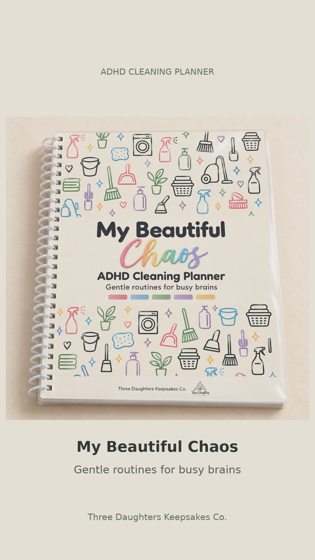Flip-through video of the printed spiral bound ADHD cleaning planner