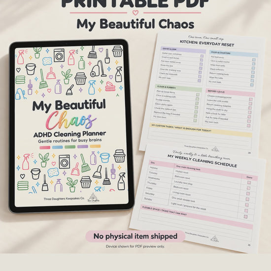 Preview video of the printable ADHD cleaning planner PDF pages